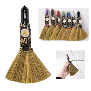 Natural Handmade Healing Crystal Amethyst Tower Point Chakra Logo Broom for Decoration